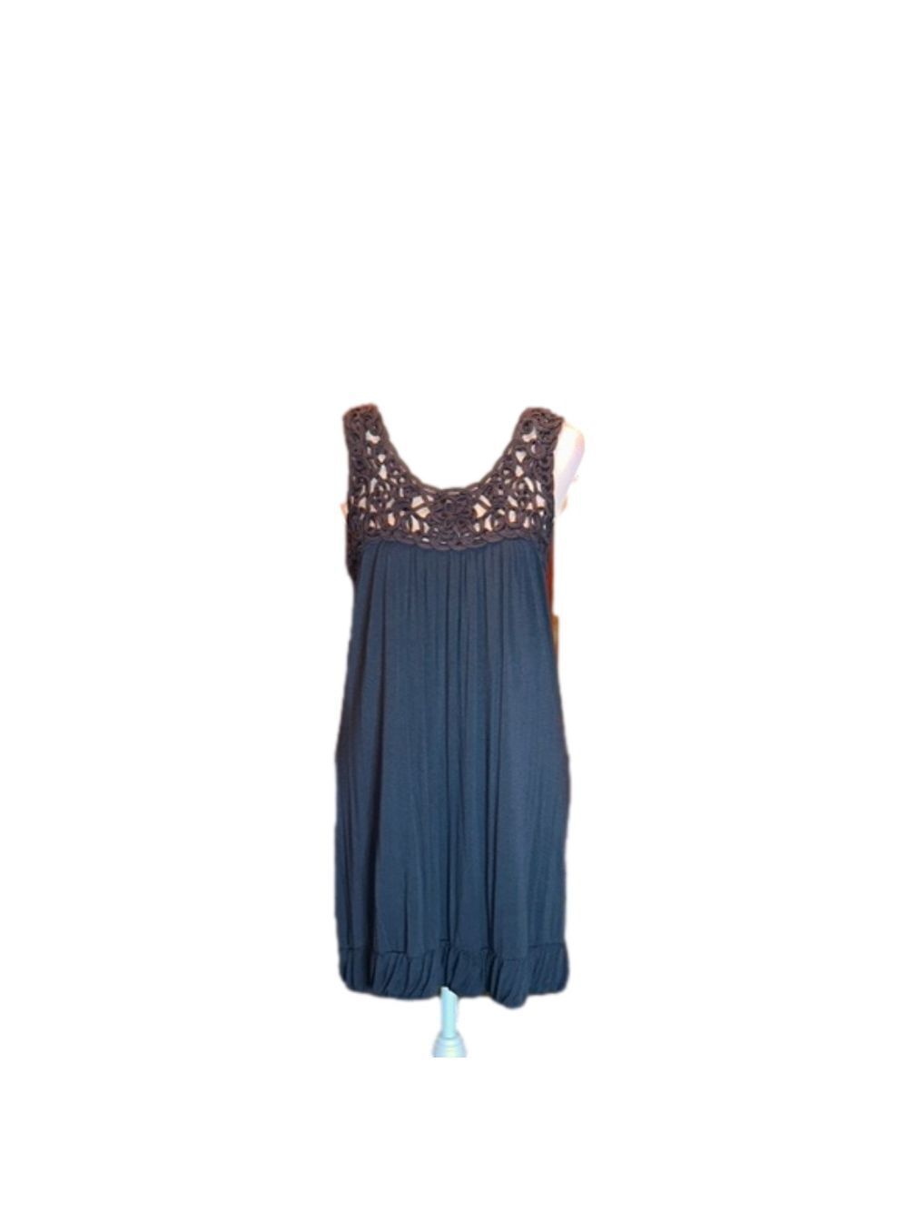 FOREVER 21 Adorable Dark Gray Summer Shift Dress w/ Macrame Lace Trim Size S